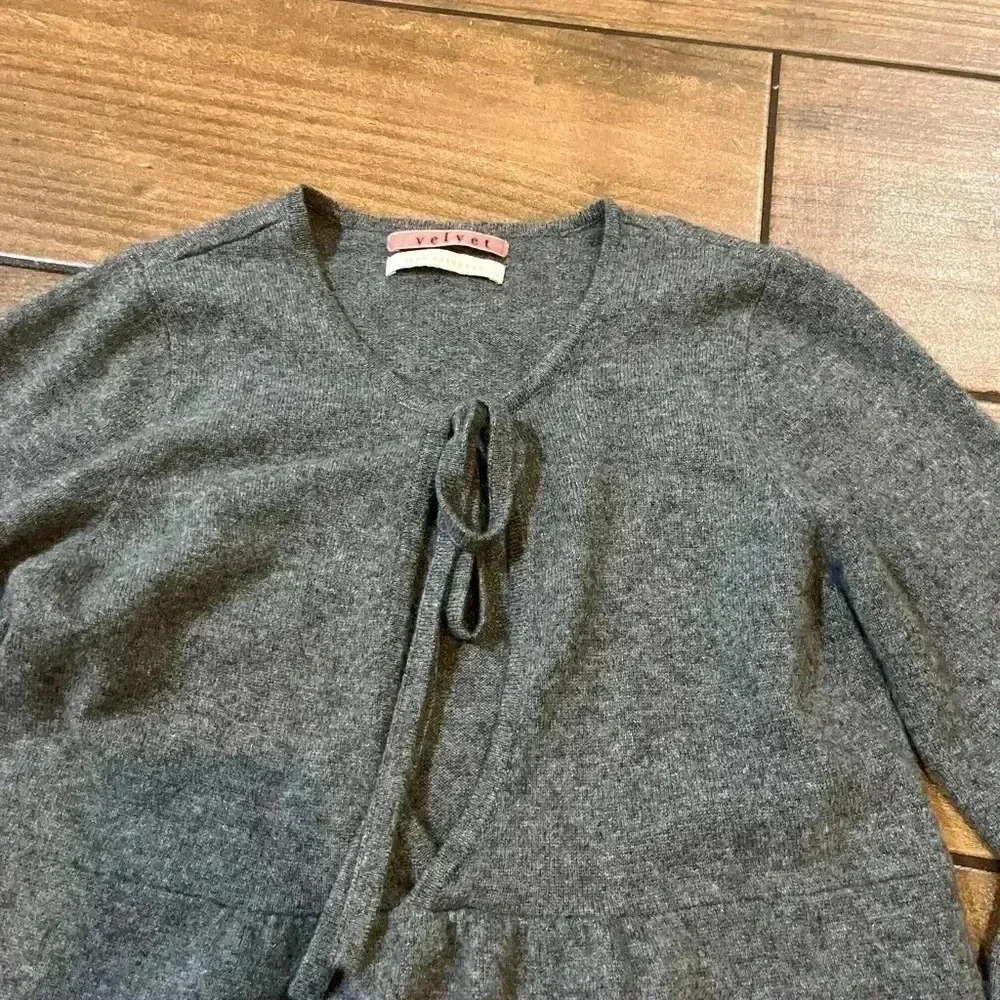VELVET 100% cashmere babydoll dress gray small - Picture 2 of 5